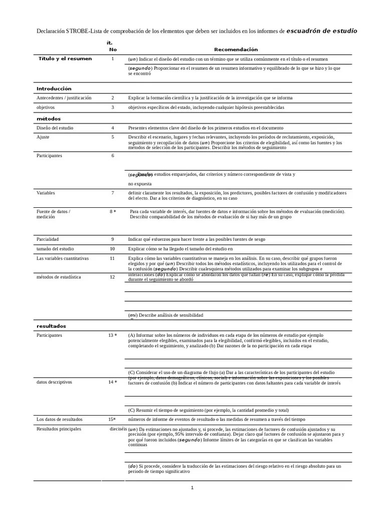 Strobe Lista PDF Estadísticas Información