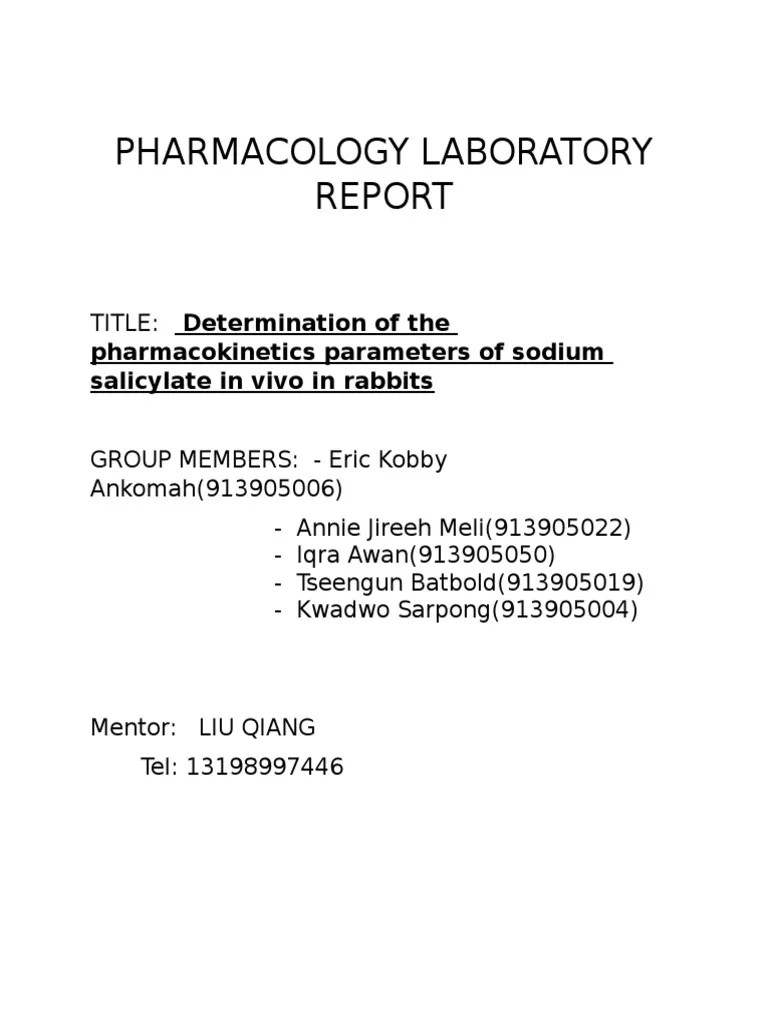 PHARMACOLOGY+LABORATORY+REPORT+2 Clinical Medicine Chemistry