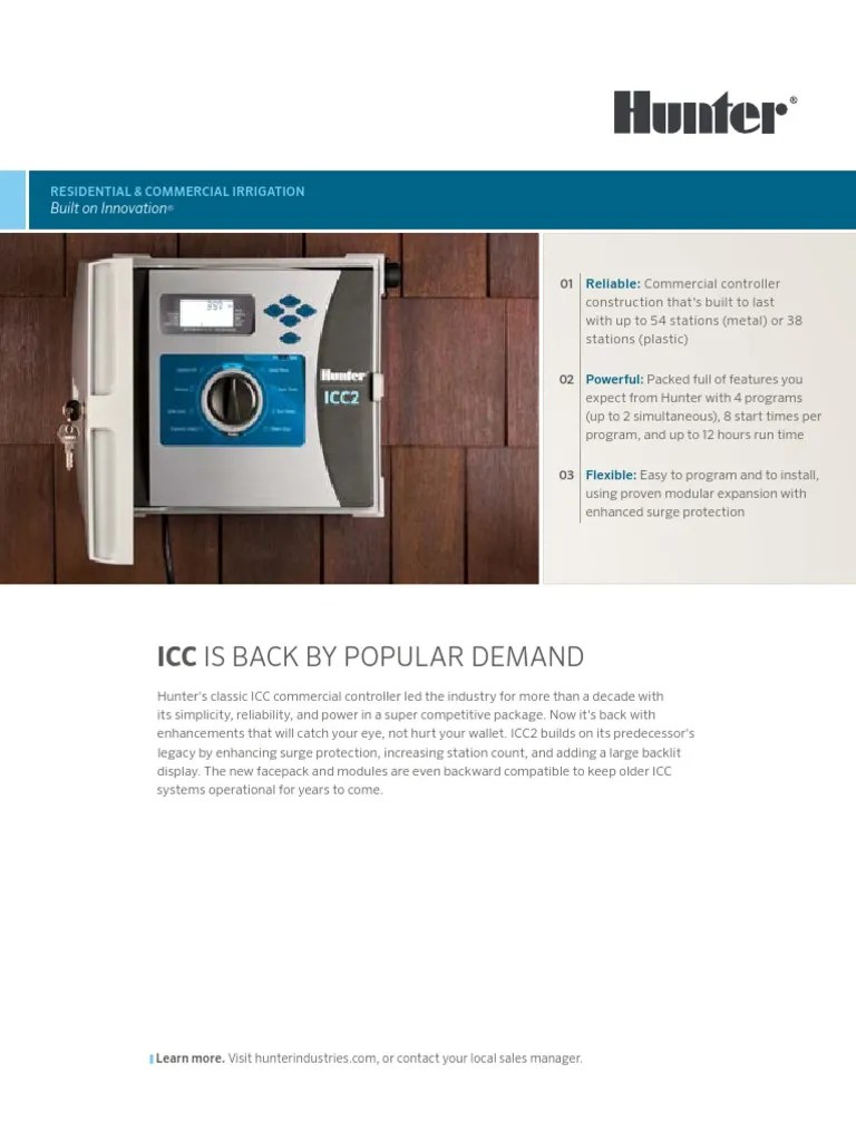 Hunter ICC2 Irrigation Controller | PDF | Manufactured Goods