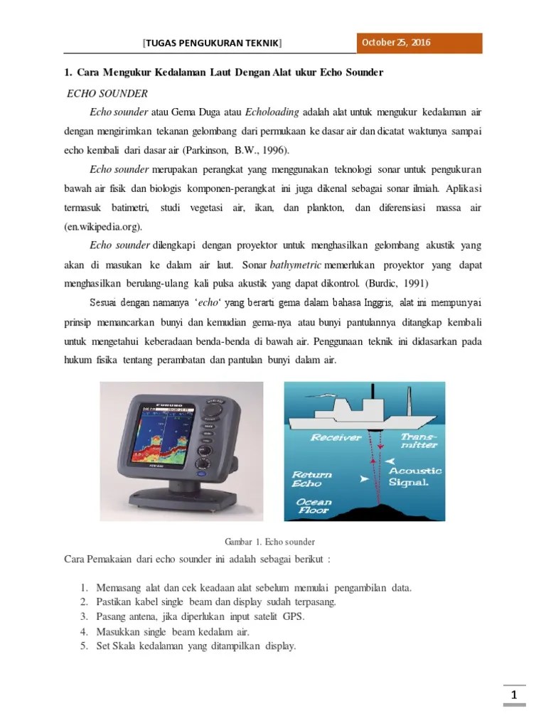 Cara Mengukur Kedalaman Laut Dengan Alat Ukur Echo Sounder