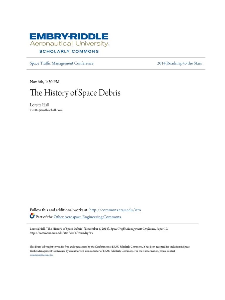 The History of Space Debris PDF Space Debris Satellite