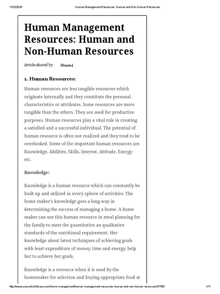 Human Management Resources_ Human and NonHuman Resources Resource