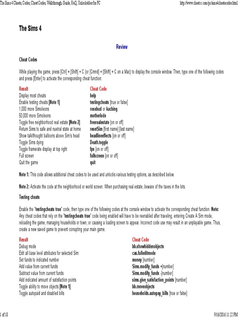 The Sims 4 Cheats, Codes, Cheat Codes, Walkthrough, Guide, FAQ