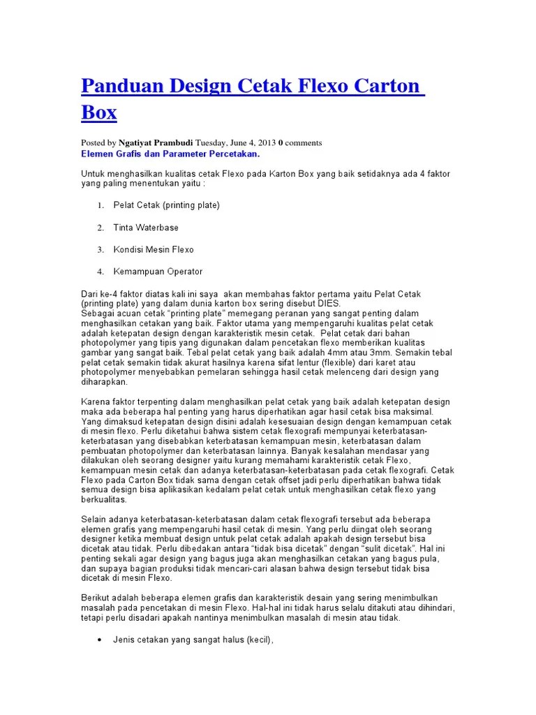 Panduan Design Cetak Flexo Carton Box | PDF