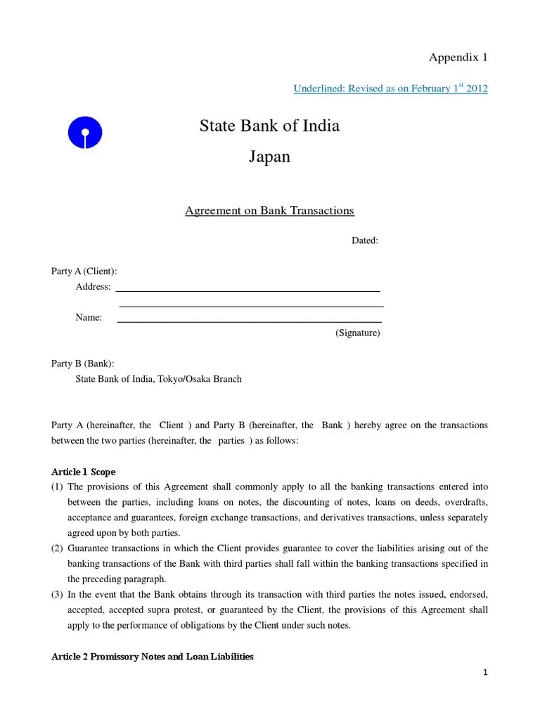 Agreement on Bank Transactions Guarantee Financial Transaction