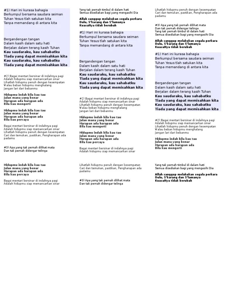 Teks Lagu Hari Ini Kurasa Bahagia Berbagai Teks Penting