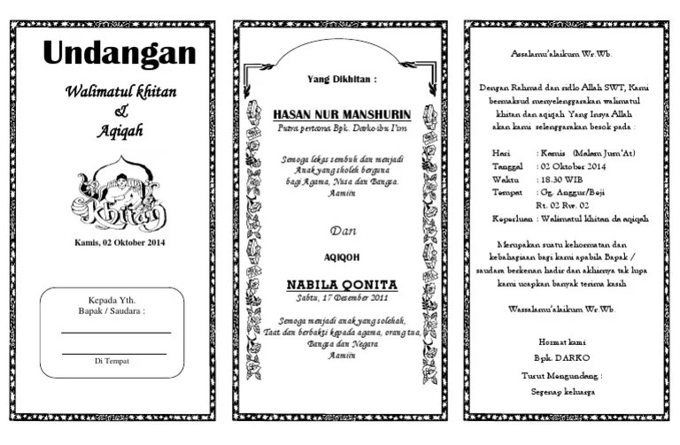 Undangan Walimatul Khitan | PDF