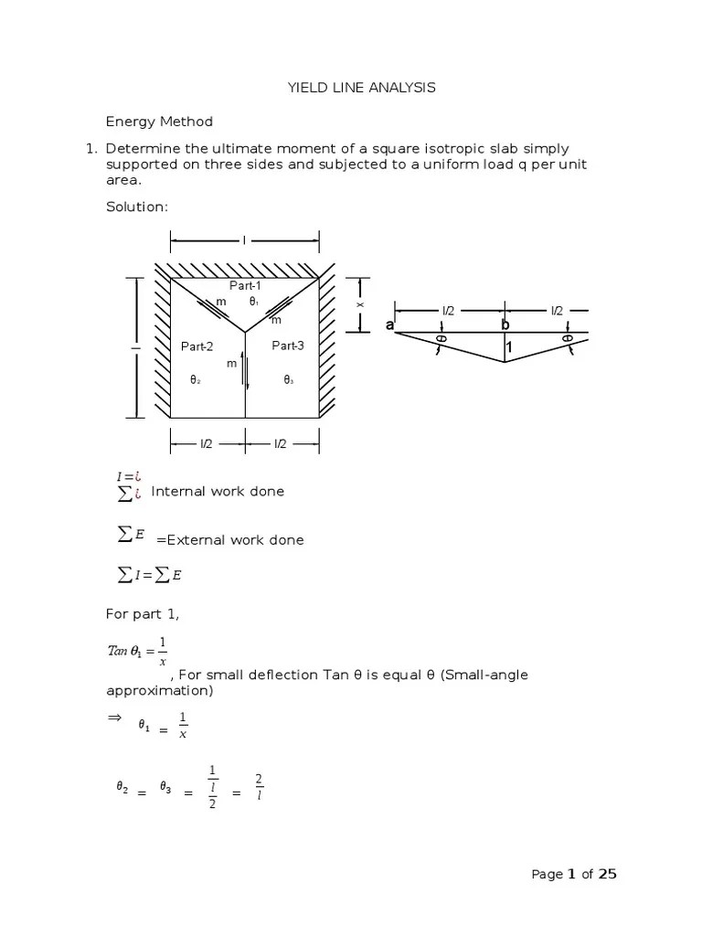Lecture 6(b) Yield Line Examples Geometry Physics & Mathematics