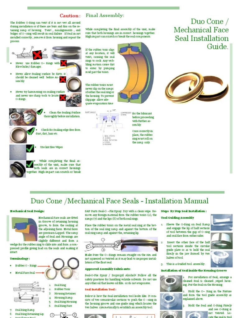 SAP Parts Duo Cone Seal Installation Guide PDF Industrial