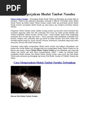 Cara Mengerjakan Shalat Taubat Nasuha | PDF
