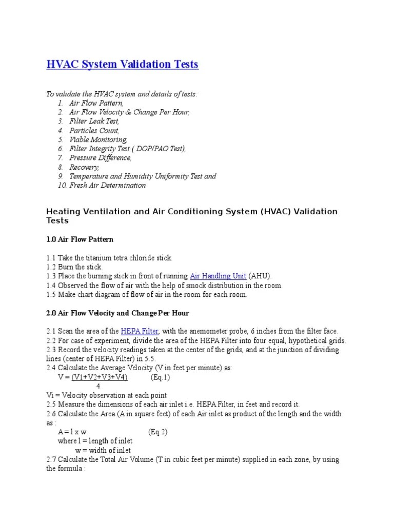 HVAC System Validation PDF Hvac Humidity