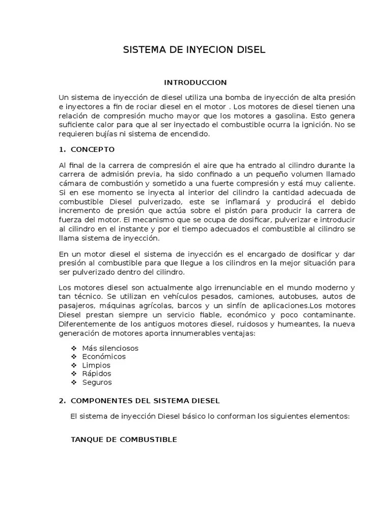 Sistema de Inyeccion Diesel | PDF | Motor diesel | Motores