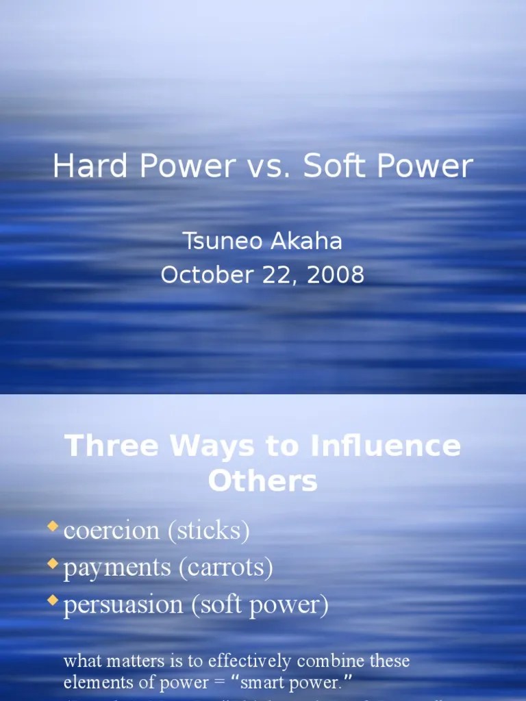 Hard Power vs. Soft Power Tsuneo Akaha October 22, 2008