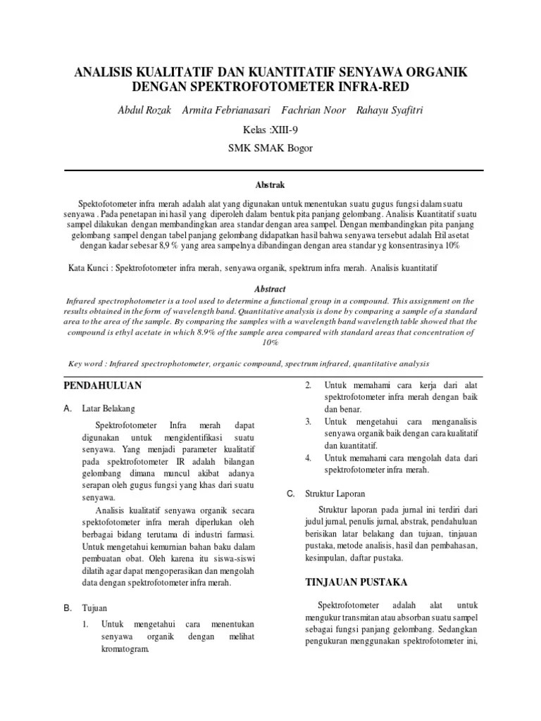 Jurnal Analisis Kualitatif Dan Kuantitatif Senyawa Organik Dengan FTIR
