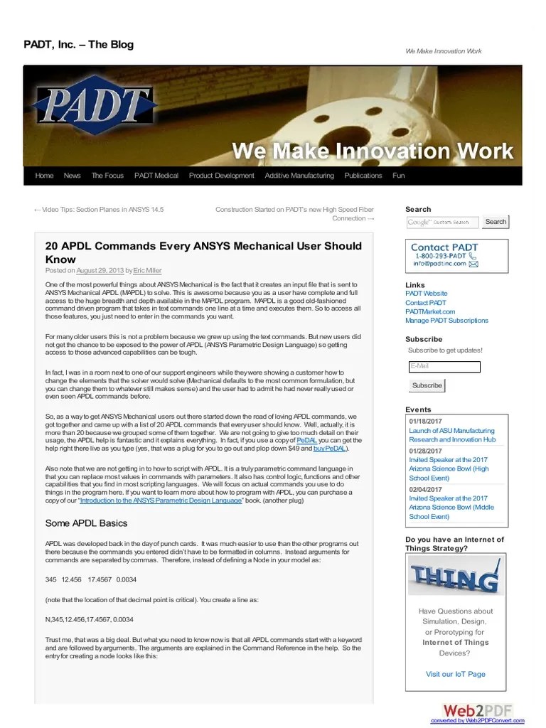 20 APDL Commands Every ANSYS Mechanical User Should Know