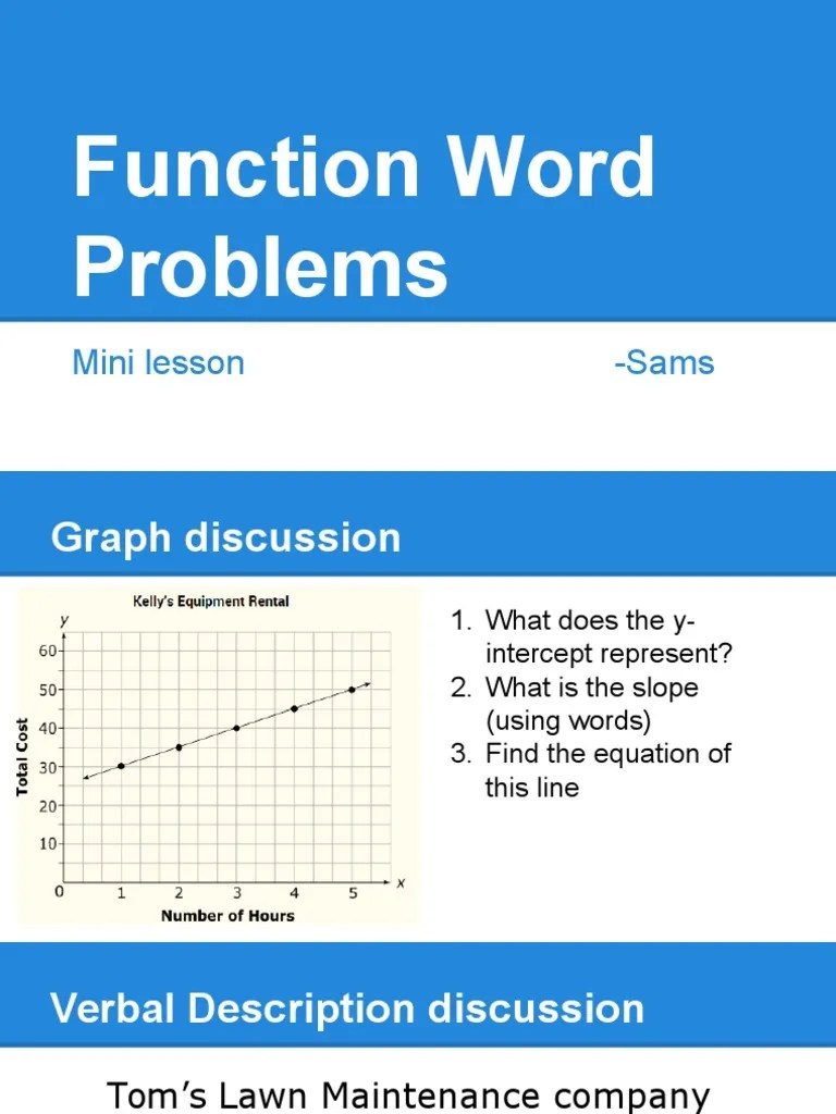 function word problems goes with worksheet Fee Car Rental