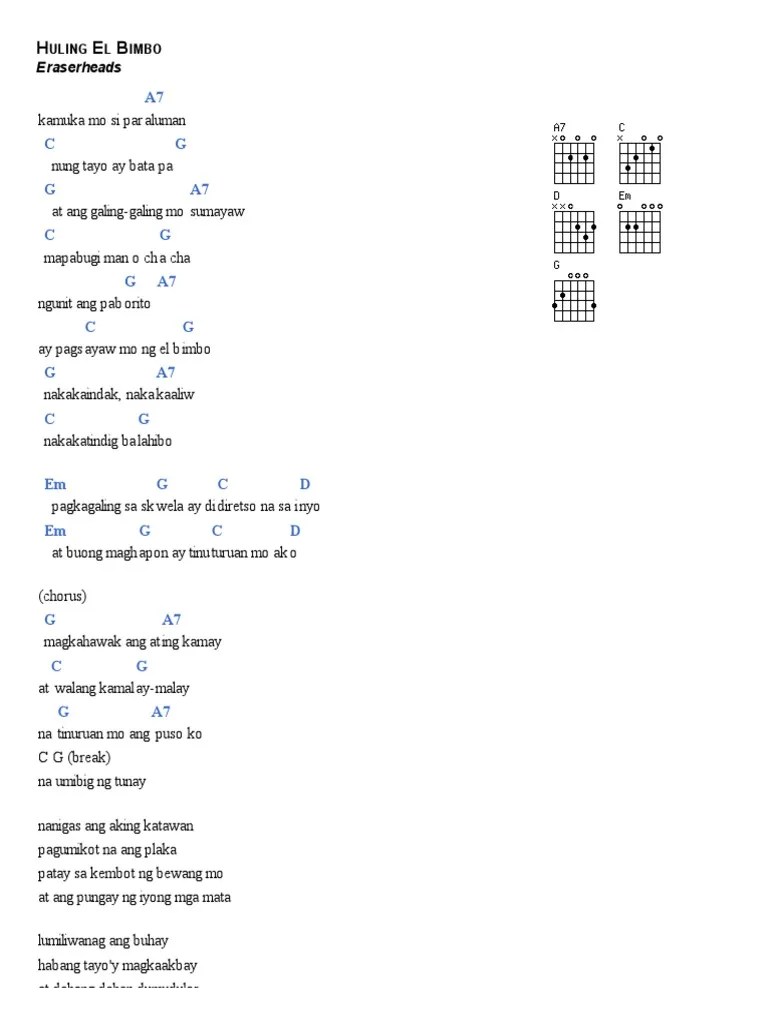 Huling El Bimbo Chords PDF