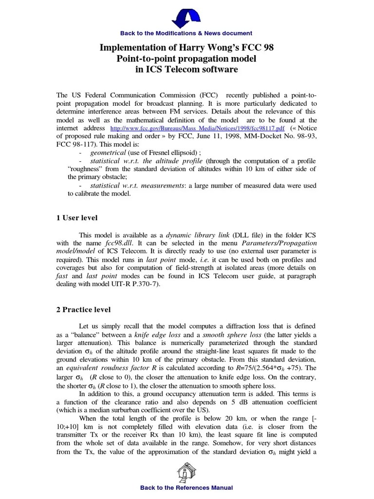 FCC 98 Model | PDF | Radio Propagation | Attenuation