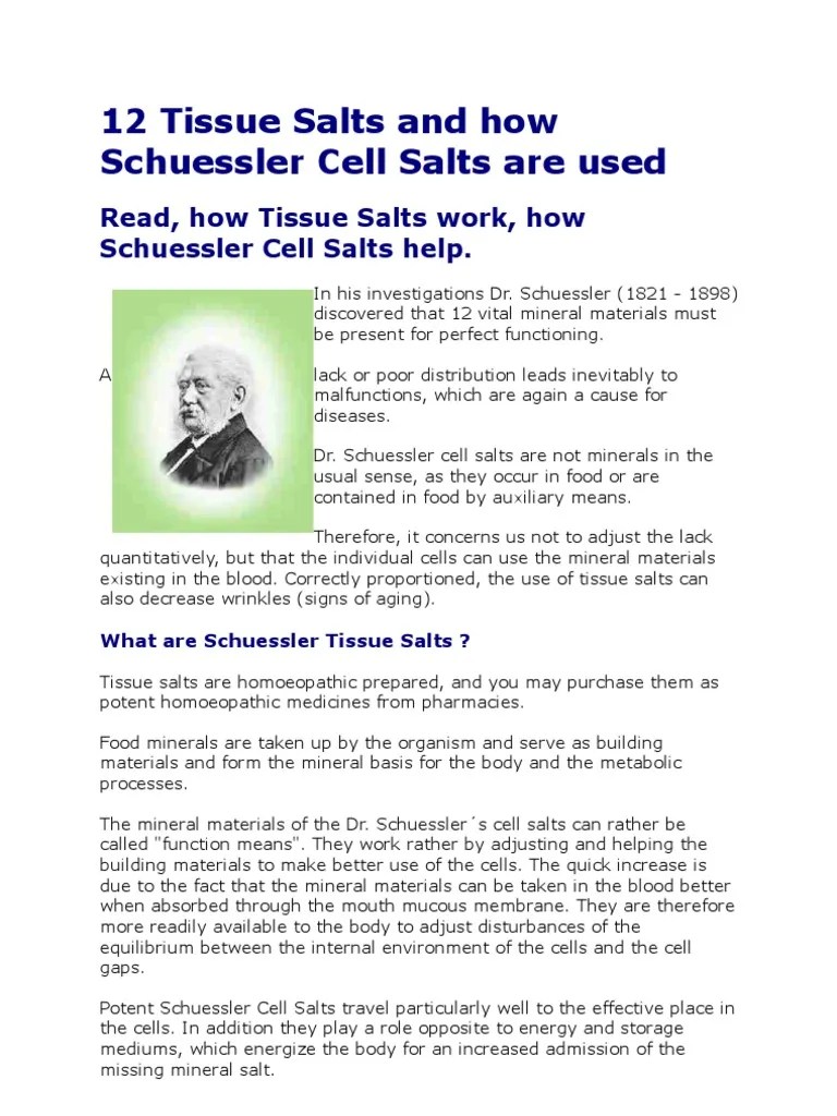 12 Tissue Salts and How Schuessler Cell Salts Are Used Tissue