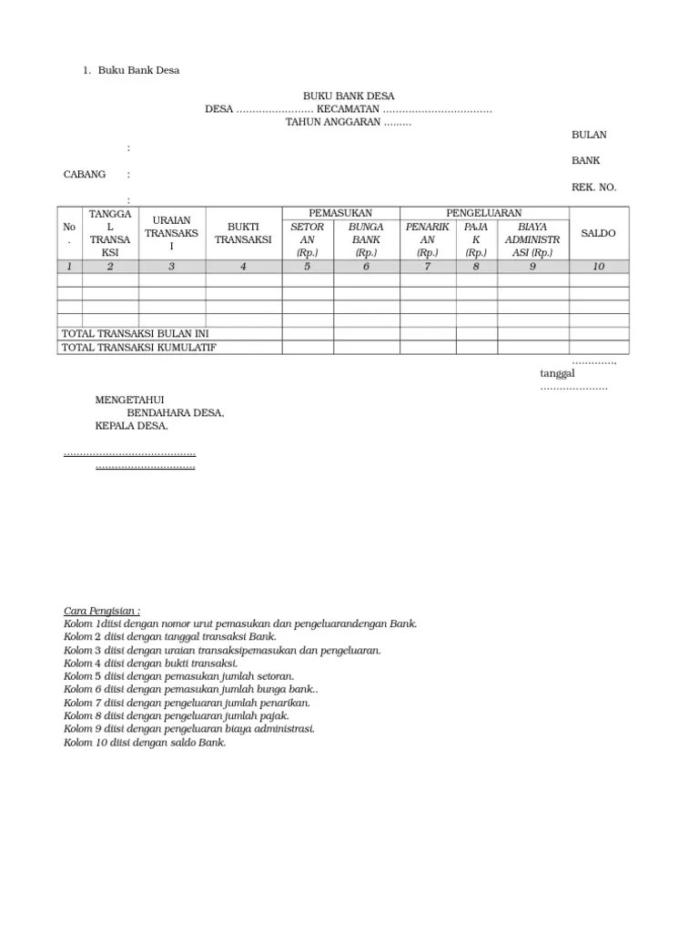 Buku Bank Desa | PDF