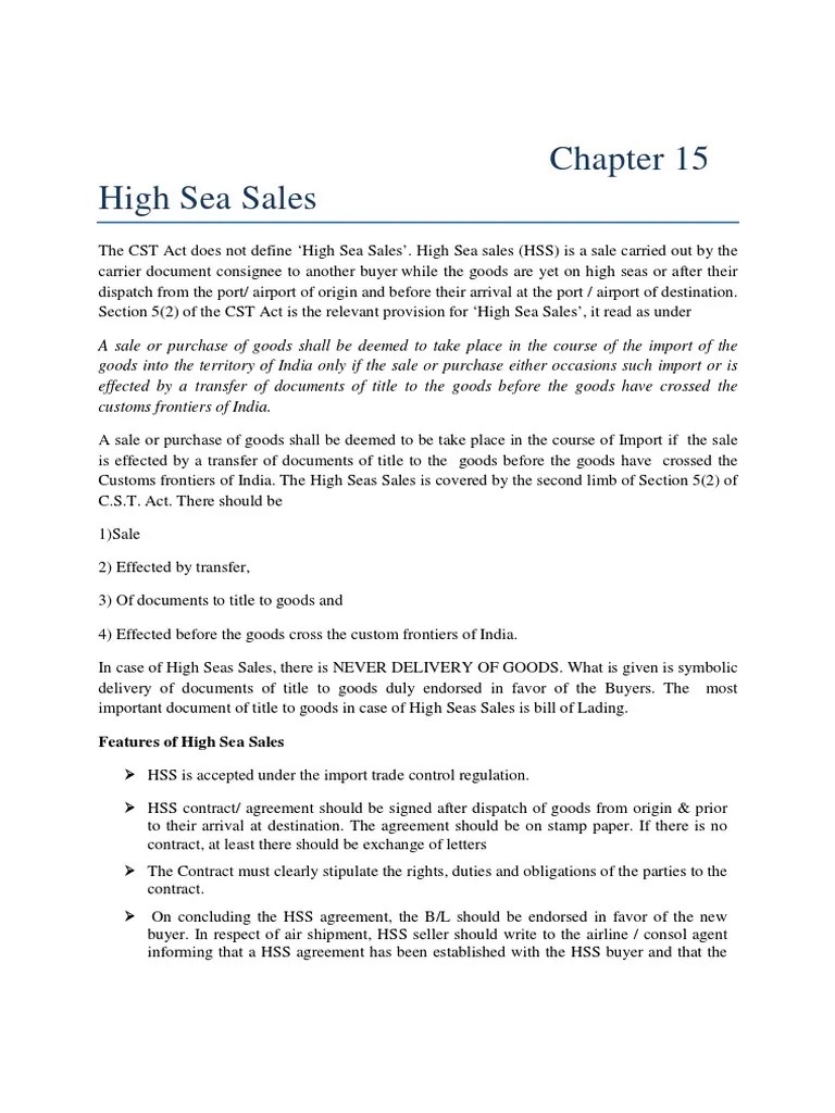High Sea Sales Common Law Government