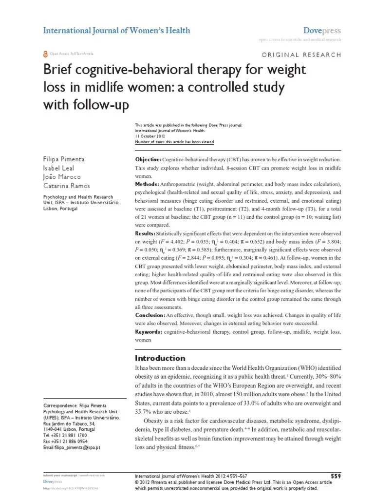 Brief Cognitive Behavioral Therapy for weight loss.pdf Cognitive