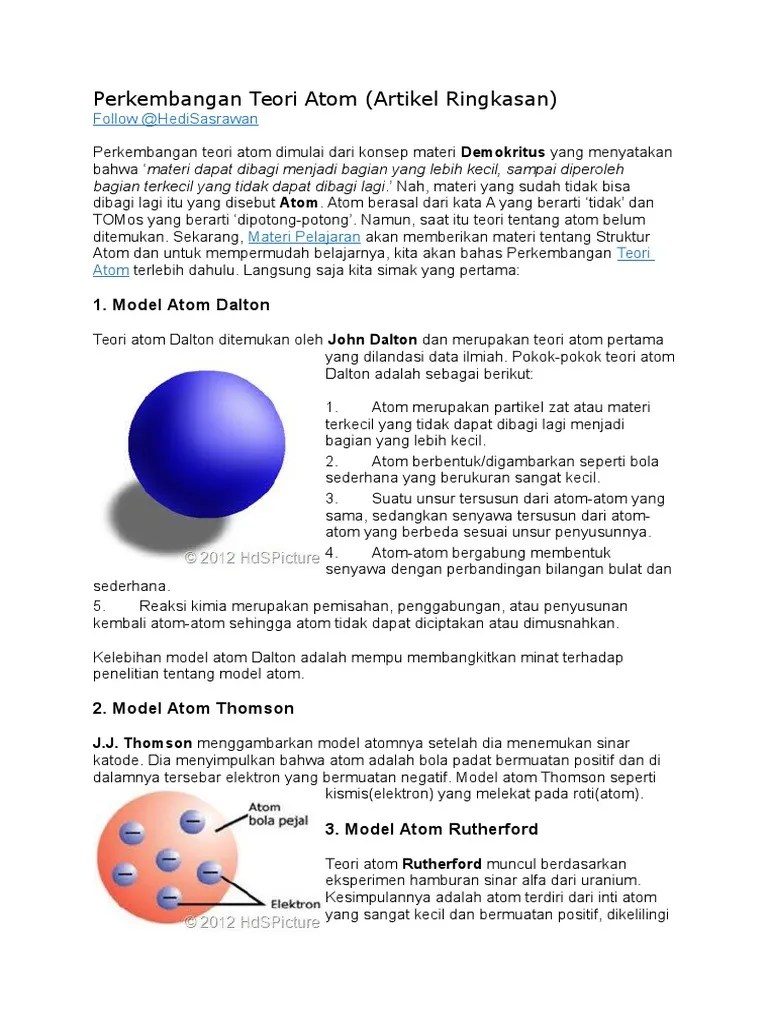 Perkembangan Teori Atom | PDF