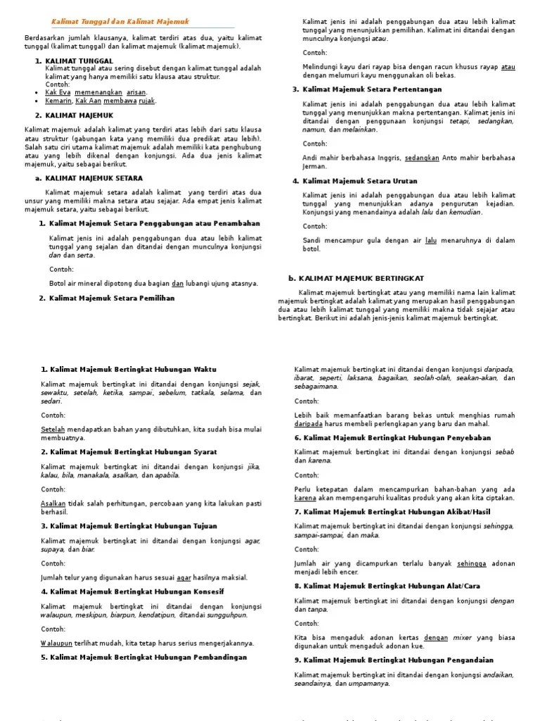 5 Contoh Kalimat Majemuk - Aneka Macam Contoh