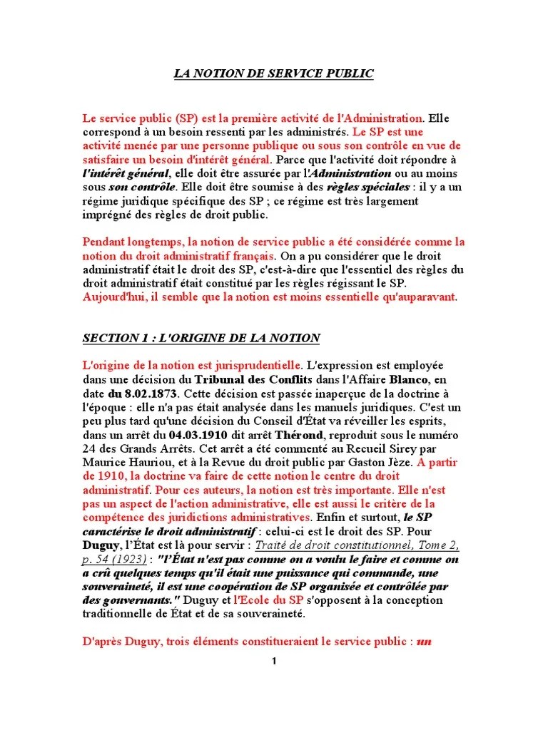 La Notion de Service Public PDF | PDF | Services publics | Jurisprudence