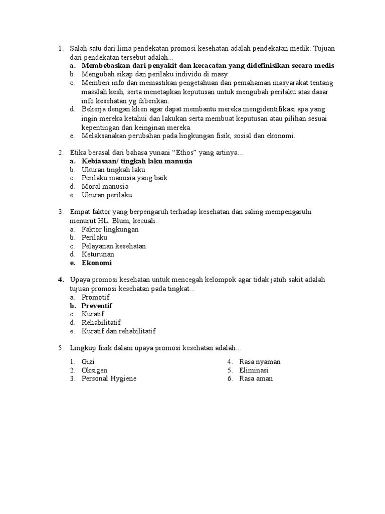 Contoh Soal Promosi Kesehatan | PDF