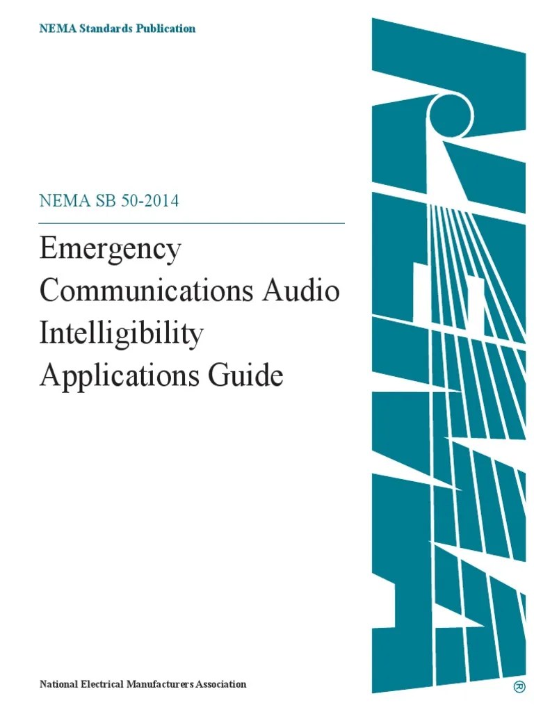 NEMA SB 50 - Guide Emer Comm Audio Intelligibility App - 2014 | PDF