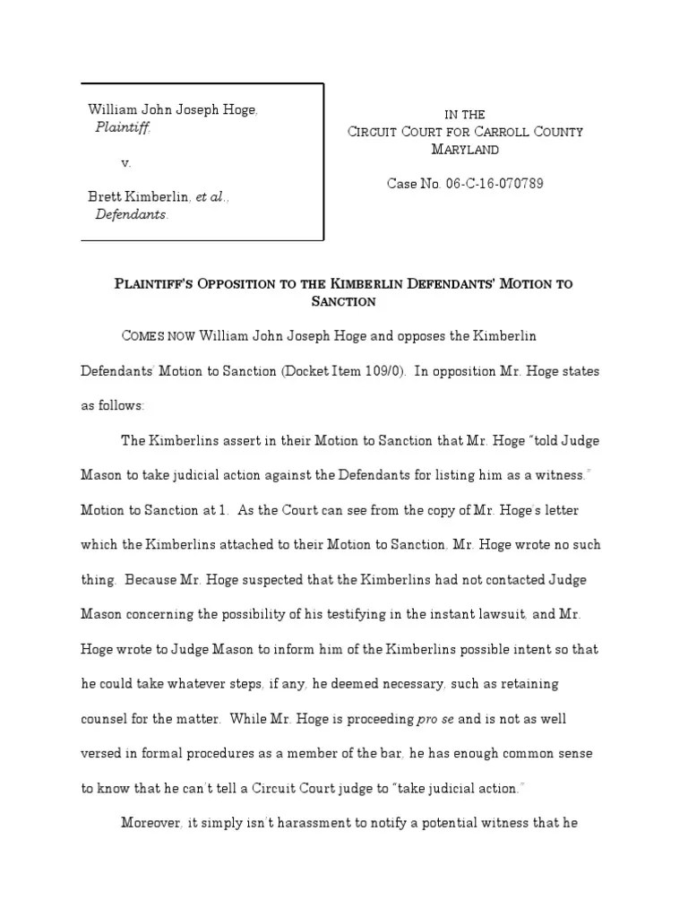 Opp to Mot for Sanc 2 Redacted Pro Se Legal Representation In The