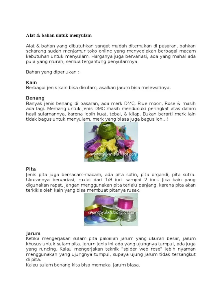Alat Bahan Untuk Menyulam | PDF