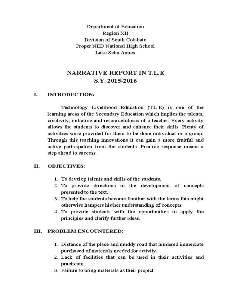 Narrative Report T.L.E