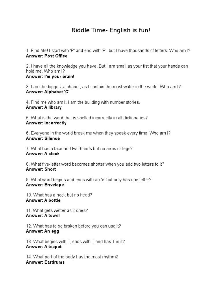 Riddle Time Q and A PDF
