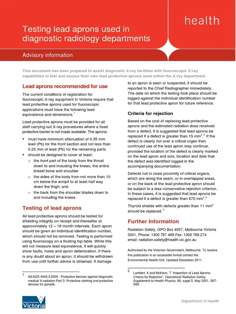 Testing of Lead Aprons PDF Medicine Wellness