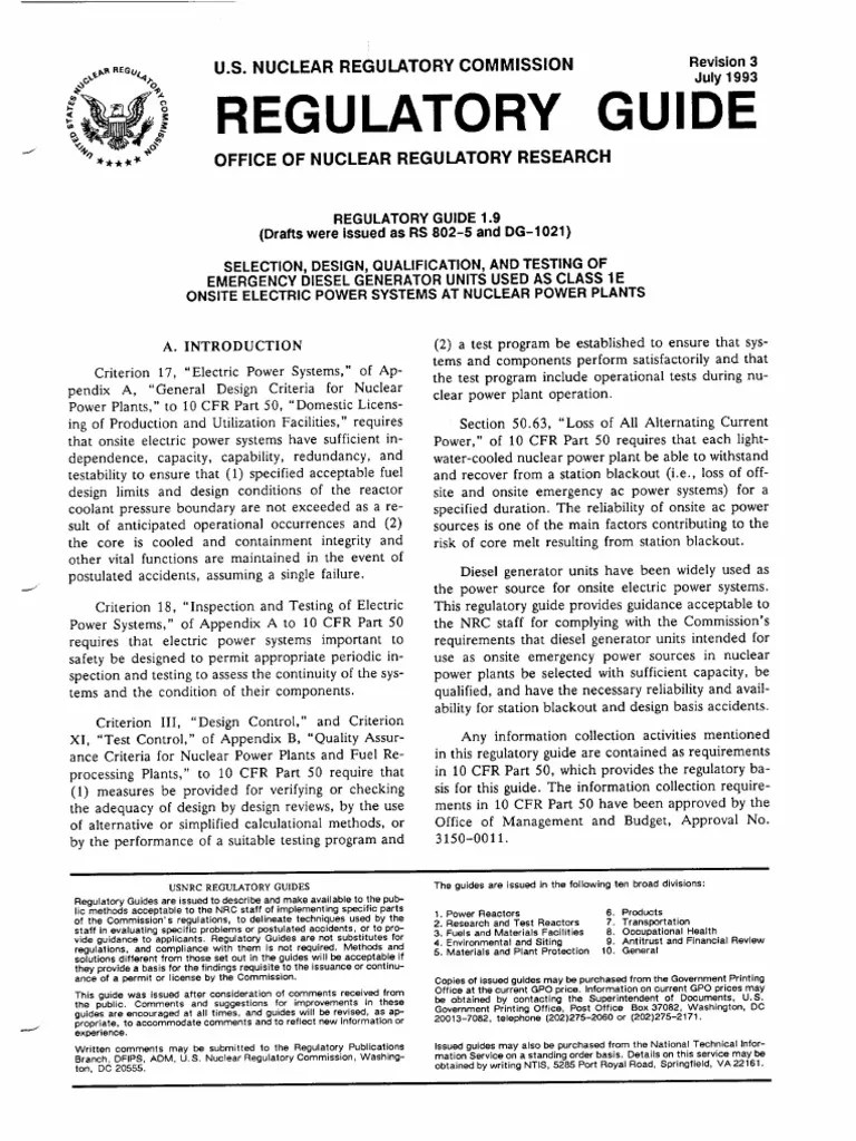 Regulatory Guide U.S. Nuclear Regulatory Commission PDF Nuclear Regulatory Commission