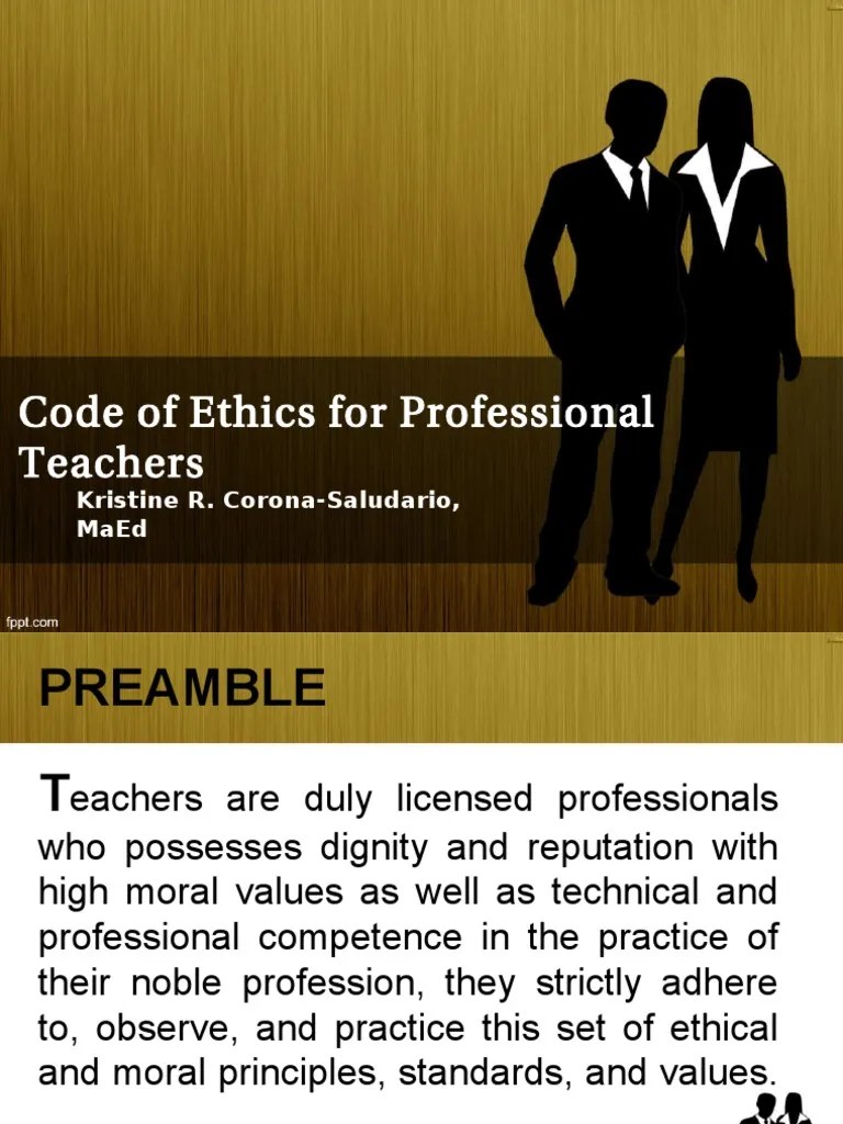 Code of Ethics for Professional Teachers Profession Teachers