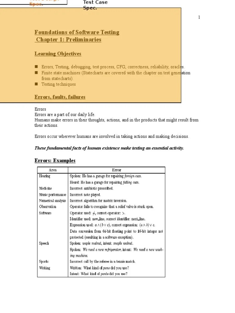 Chapter1 Foundations of Software Testing PDF Reliability
