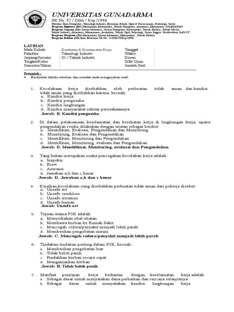 Muhammad Yusuf S-36413190 - 4ID12-Latihan Soal K3 | PDF