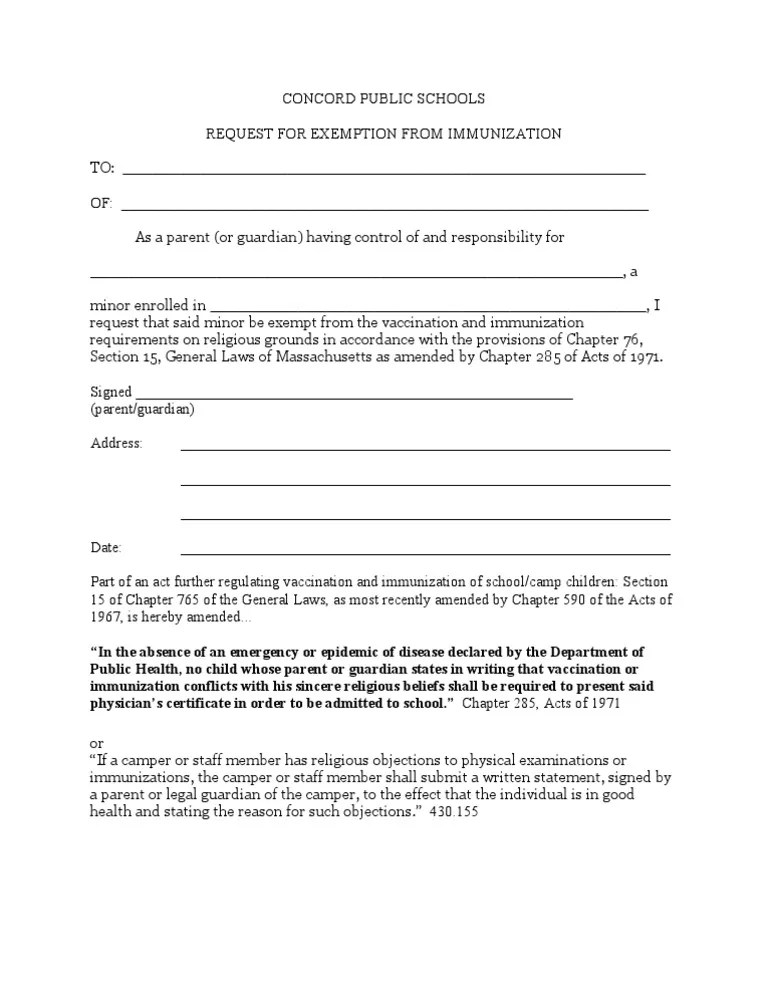 Concord, Massachusetts Public Schools Exemption From