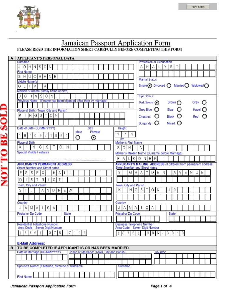 Jamaica Passport Application Compressed Passport Address (Geography)