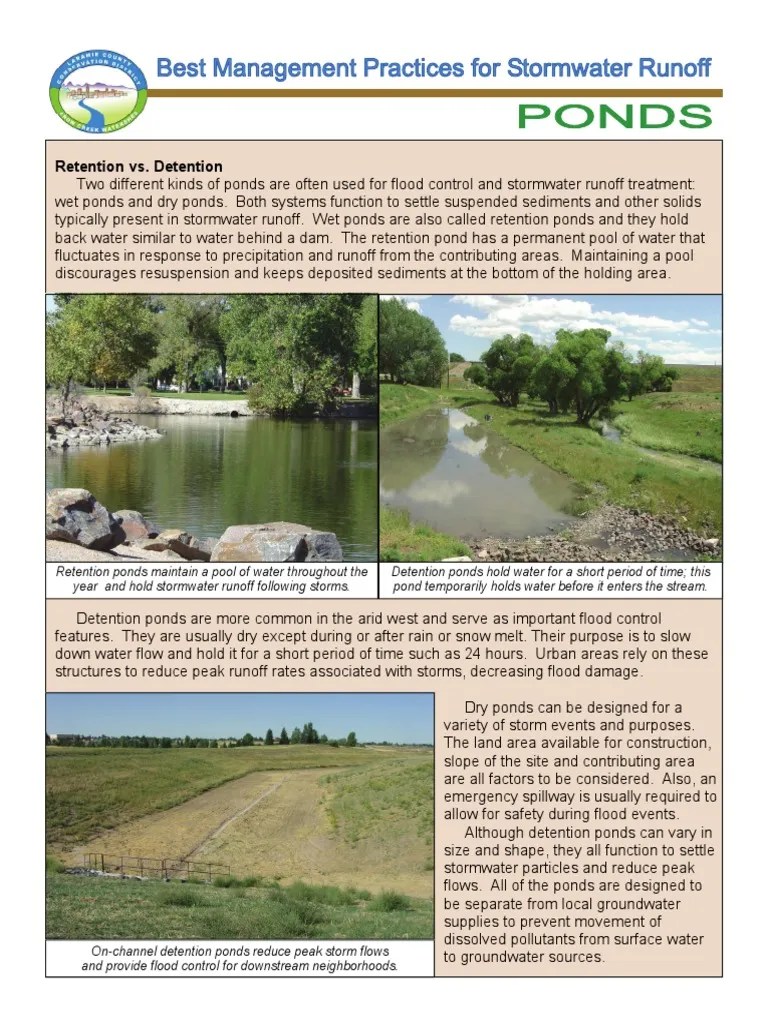 Stormwater Retention Pond (Wet Pond) vs. Detention Pond (Dry Pond
