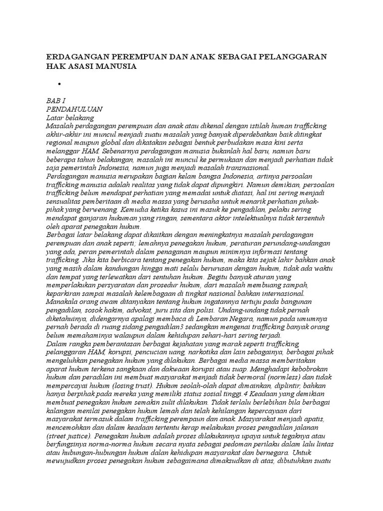 Erdagangan Perempuan Dan Anak Sebagai Pelanggaran Hak Asasi Manusia