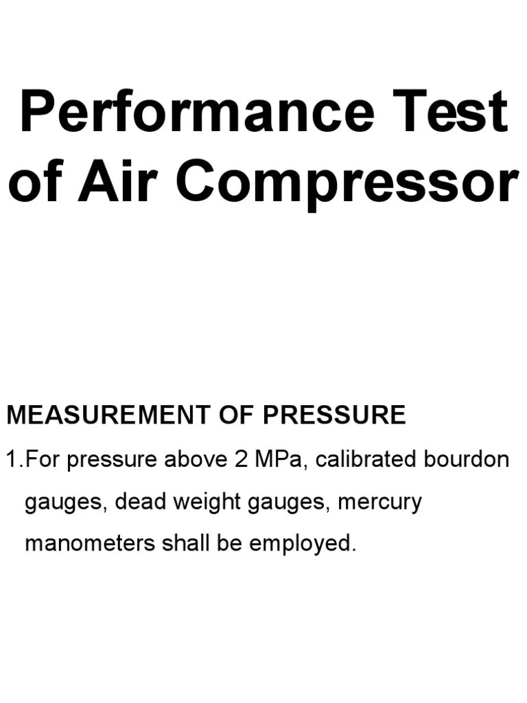 Performance Test of Air Compressor Pressure Measurement Thermometer
