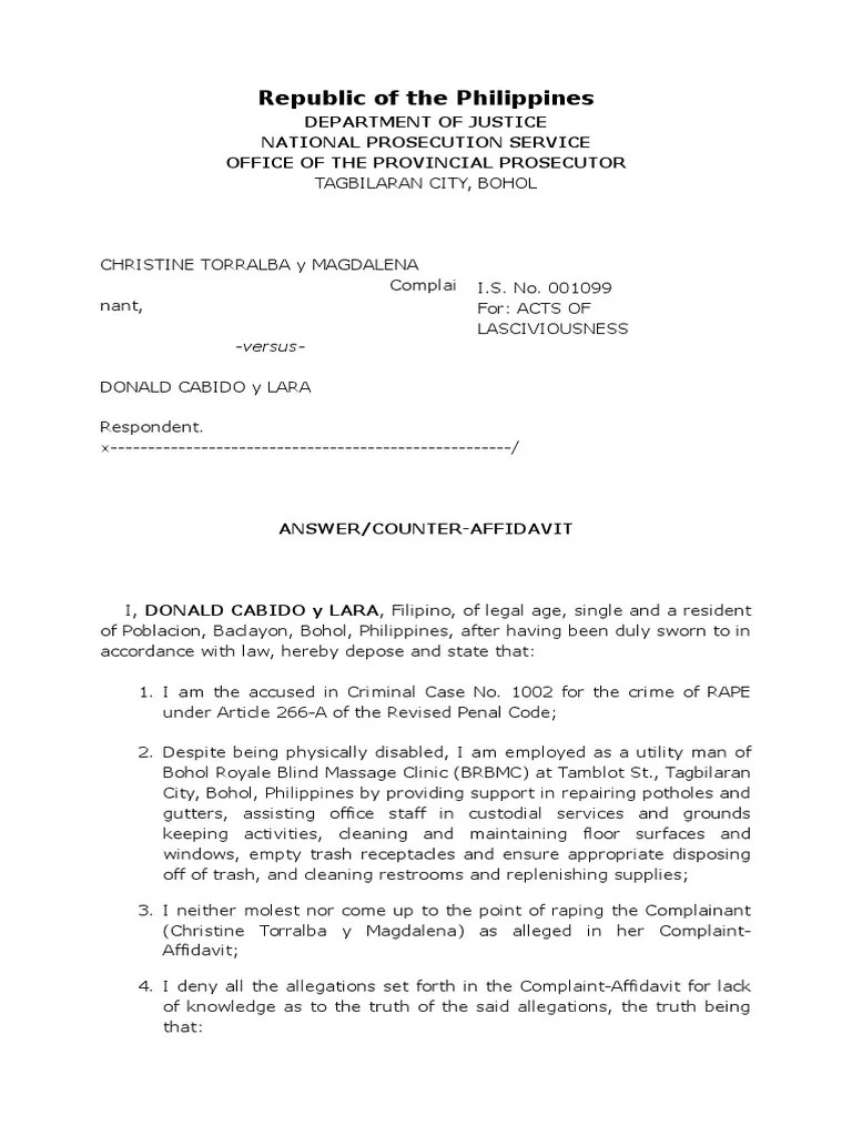 Counter Affidavit PDF Affidavit Criminal Law