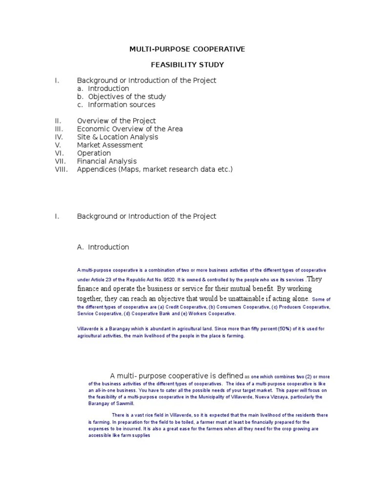 Feasibility Study Cooperative Feasibility Study