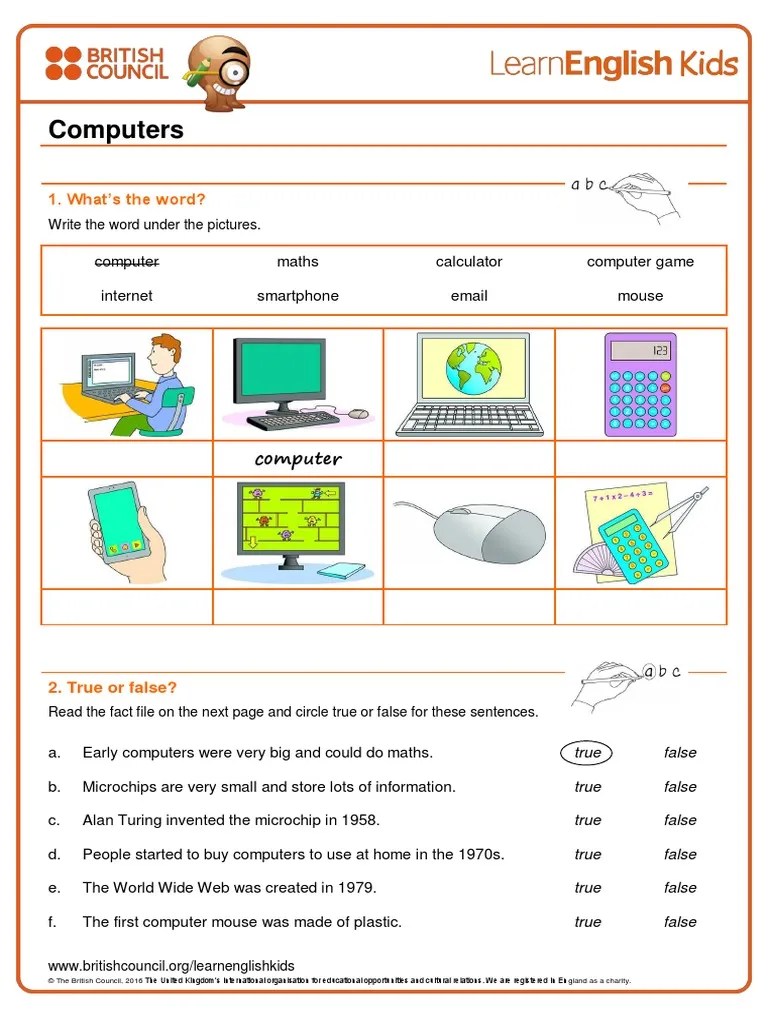 computers matching computer worksheets computer literacy teaching
