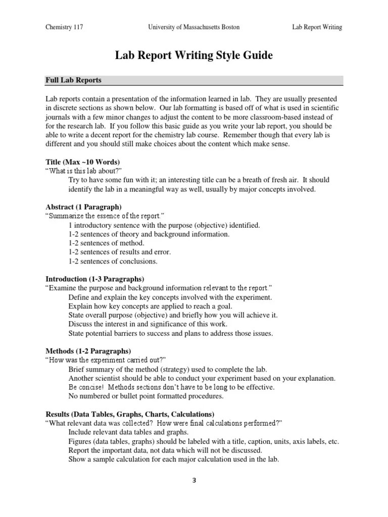Lab Report Writing Style Guide Melting Point Experiment