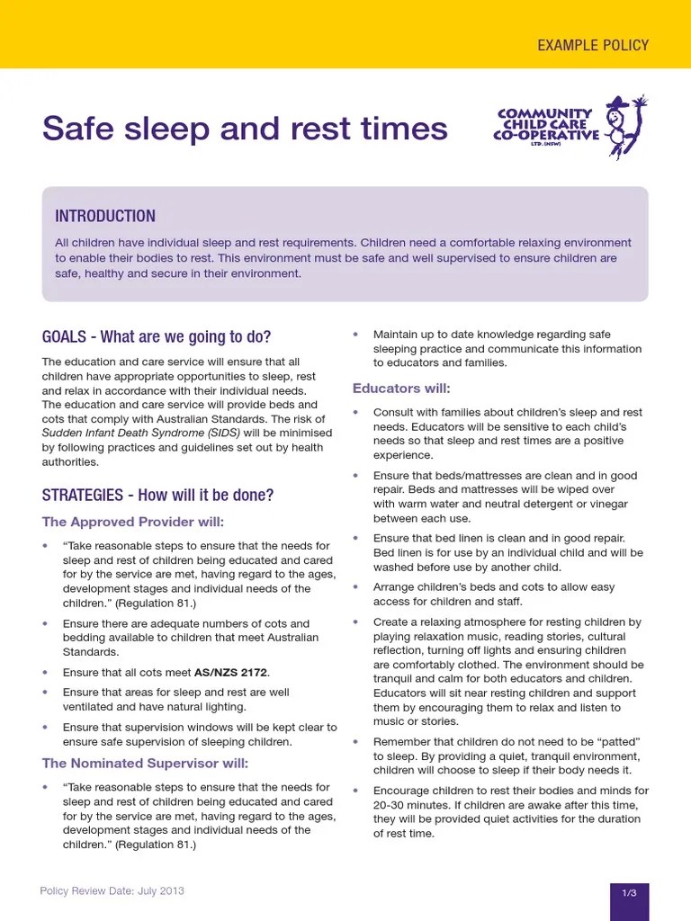 Safe Sleep and Rest Times Sleep Science
